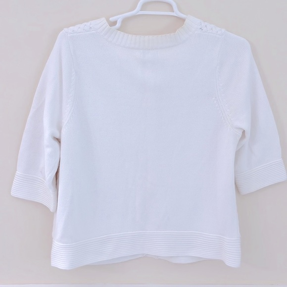 CROFT & BARROW White Cardigan Basket Weave Crewneck Sweater 1X - Picture 7 of 9